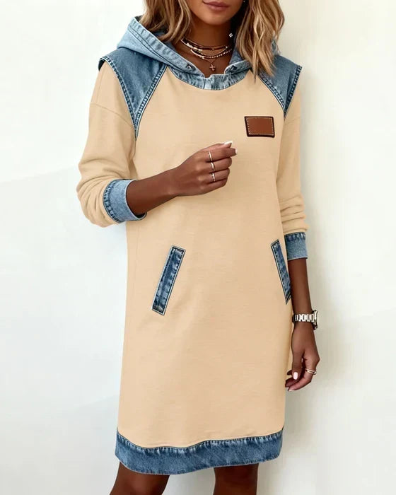 Amelia | Women's Hooded Dress | Denim Trim · Eltrendio