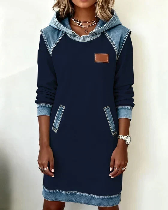 Amelia | Women's Hooded Dress | Denim Trim · Eltrendio