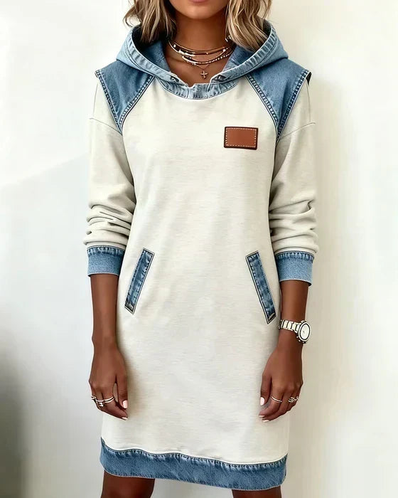 Amelia | Women's Hooded Dress | Denim Trim · Eltrendio