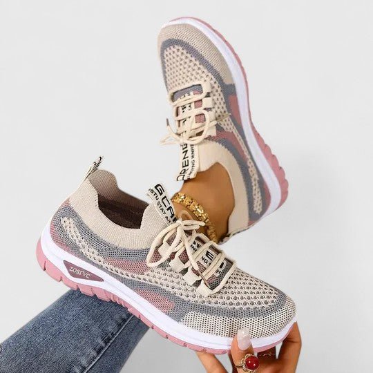 Amelia | Women's Lace-Up Trainers | Mesh Knit · Eltrendio