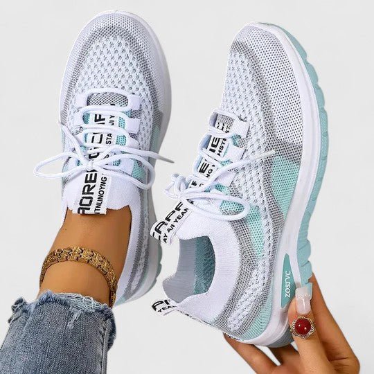 Amelia | Women's Lace-Up Trainers | Mesh Knit · Eltrendio