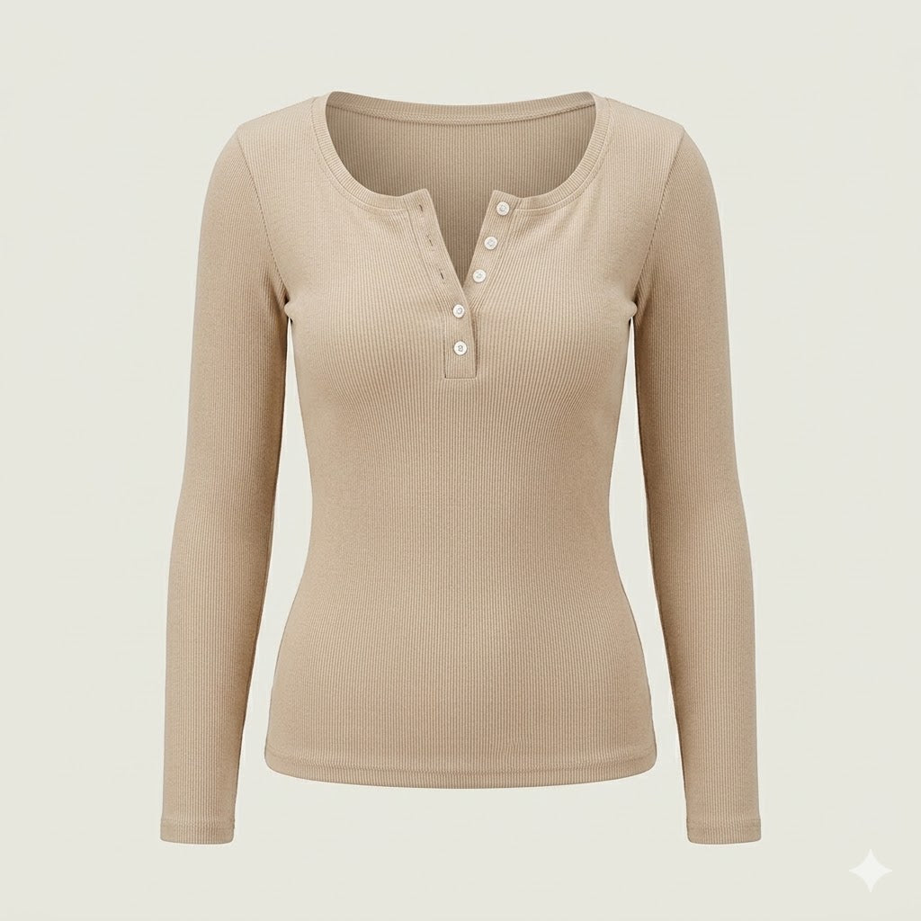 Amelia | Women's Long Sleeve Top | Button Henley · Eltrendio