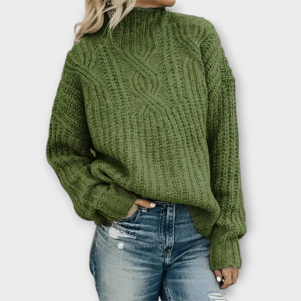 Amelia | Women's Mock-Neck Jumper | Cable-Knit · Eltrendio