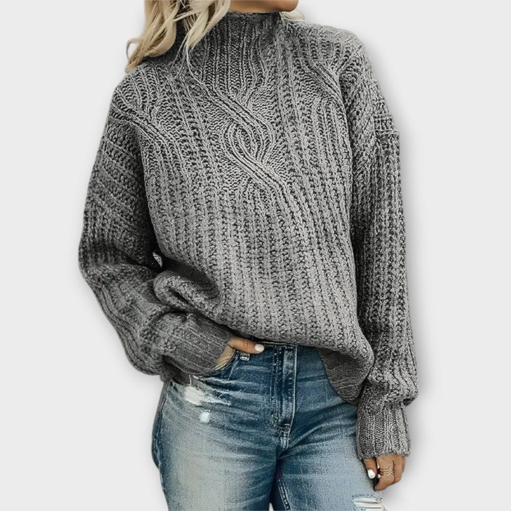 Amelia | Women's Mock-Neck Jumper | Cable-Knit · Eltrendio