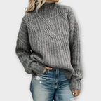 Amelia | Women's Mock-Neck Jumper | Cable-Knit · Eltrendio