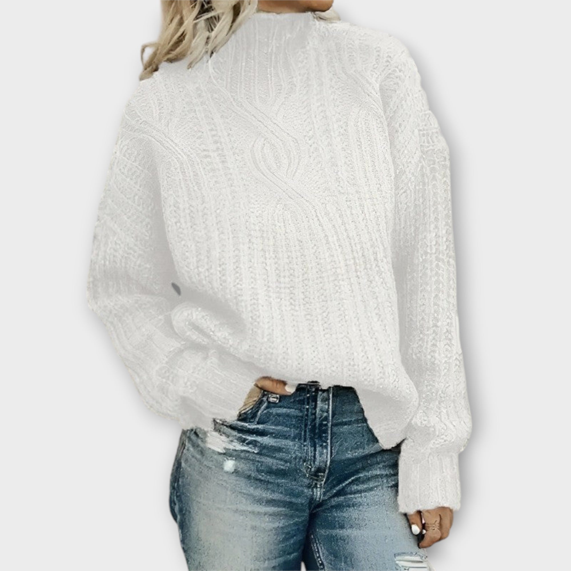 Amelia | Women's Mock-Neck Jumper | Cable-Knit · Eltrendio