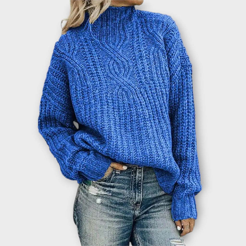 Amelia | Women's Mock-Neck Jumper | Cable-Knit · Eltrendio