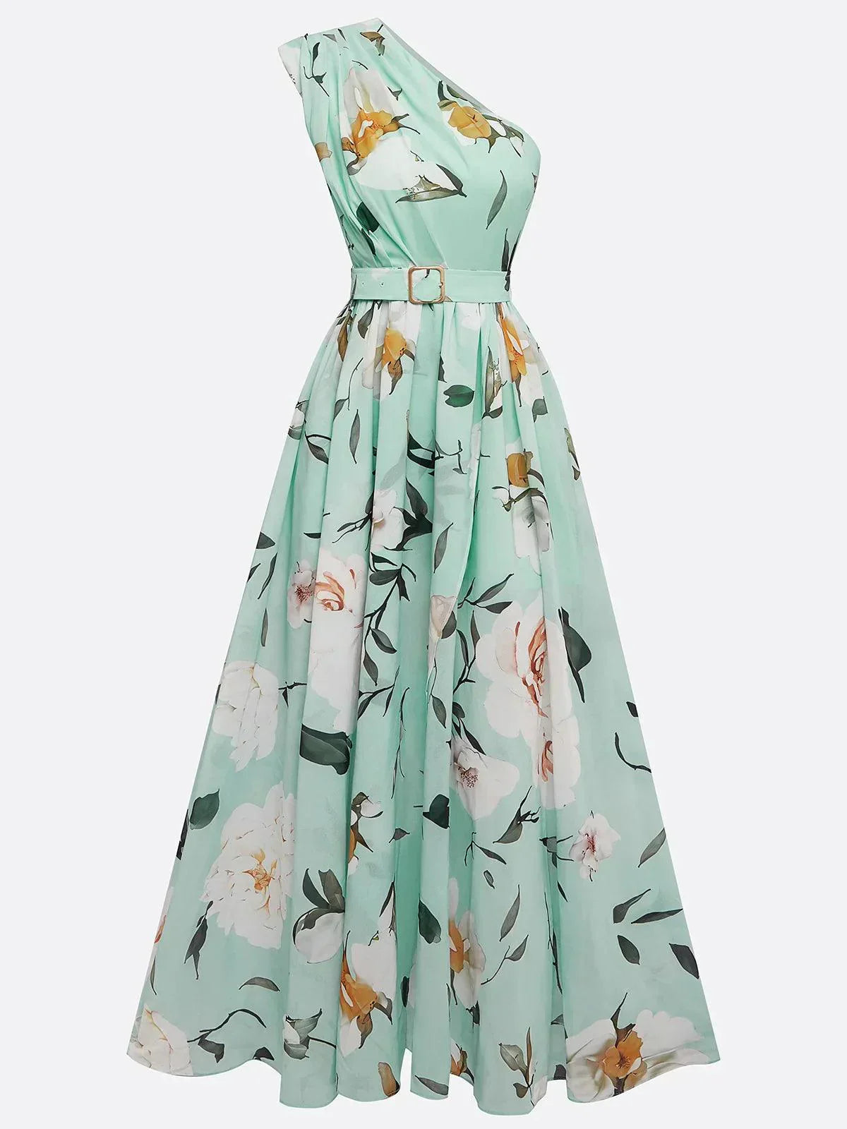 Amelia | Women's One-Shoulder Maxi Dress | Floral Print · Eltrendio