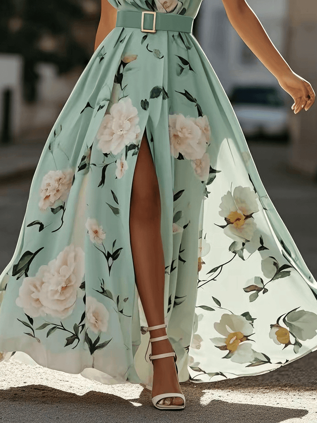 Amelia | Women's One-Shoulder Maxi Dress | Floral Print · Eltrendio