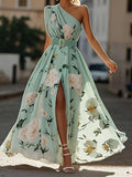 Amelia | Women's One-Shoulder Maxi Dress | Floral Print · Eltrendio