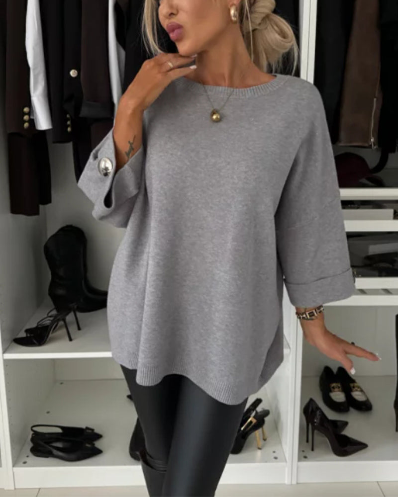 Amelia | Women's Oversized Jumper | Button Detail · Eltrendio