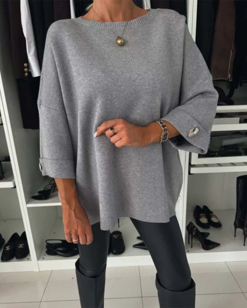 Amelia | Women's Oversized Jumper | Button Detail · Eltrendio