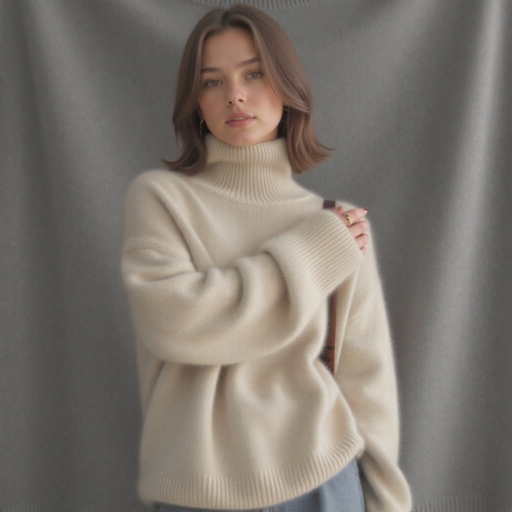 Amelia | Women's Roll-Neck Jumper | Ribbed Cuffs · Eltrendio