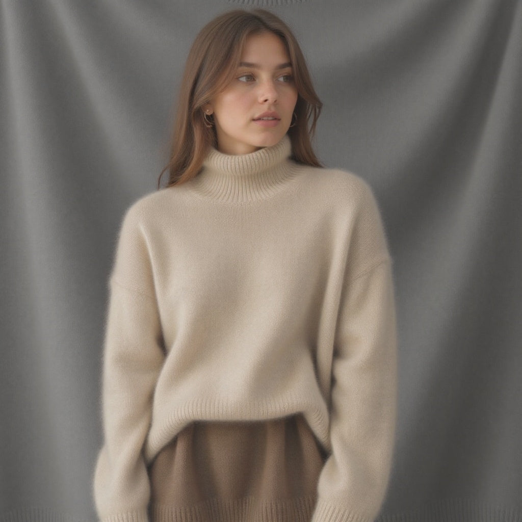 Amelia | Women's Roll-Neck Jumper | Ribbed Cuffs · Eltrendio