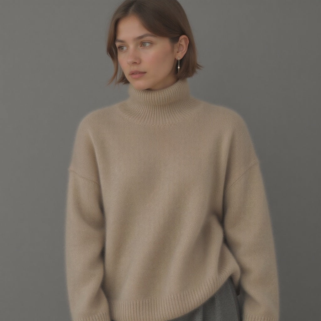 Amelia | Women's Roll-Neck Jumper | Ribbed Cuffs · Eltrendio
