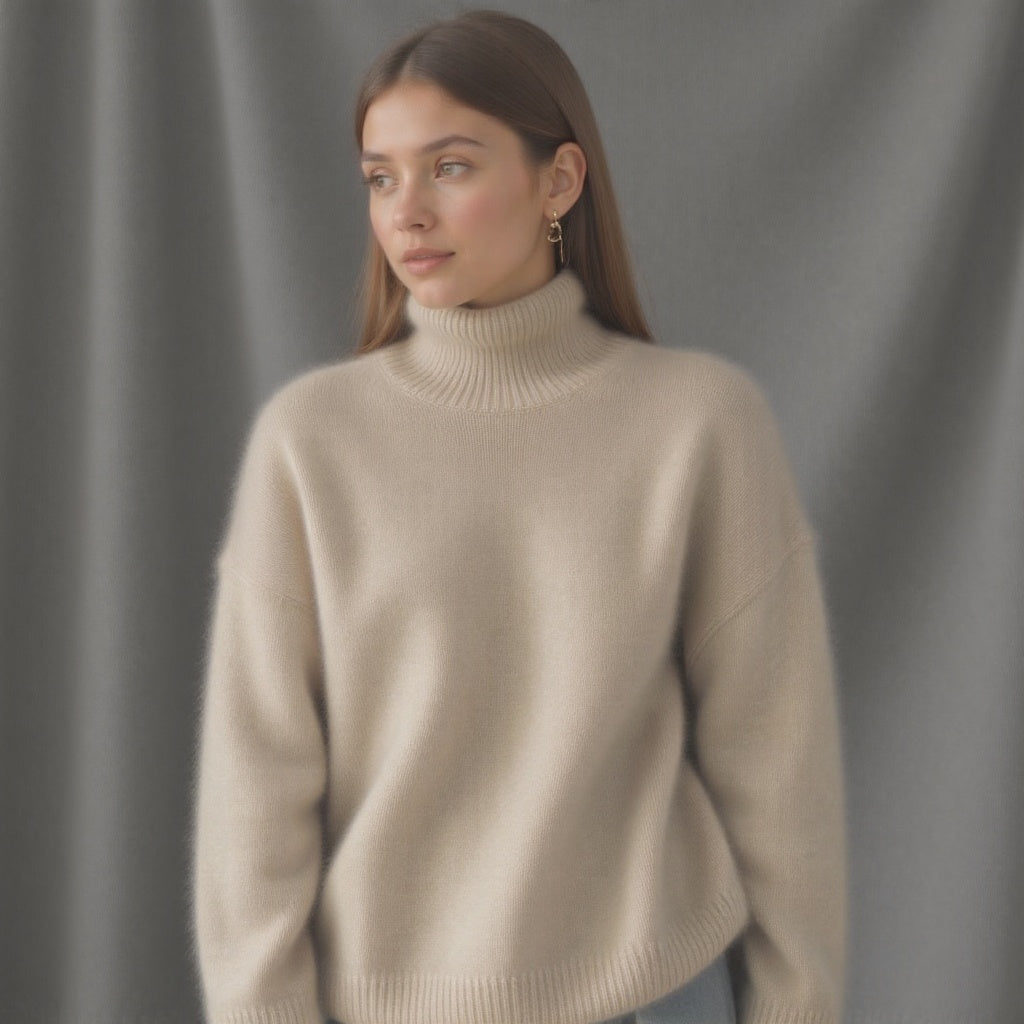 Amelia | Women's Roll-Neck Jumper | Ribbed Cuffs · Eltrendio