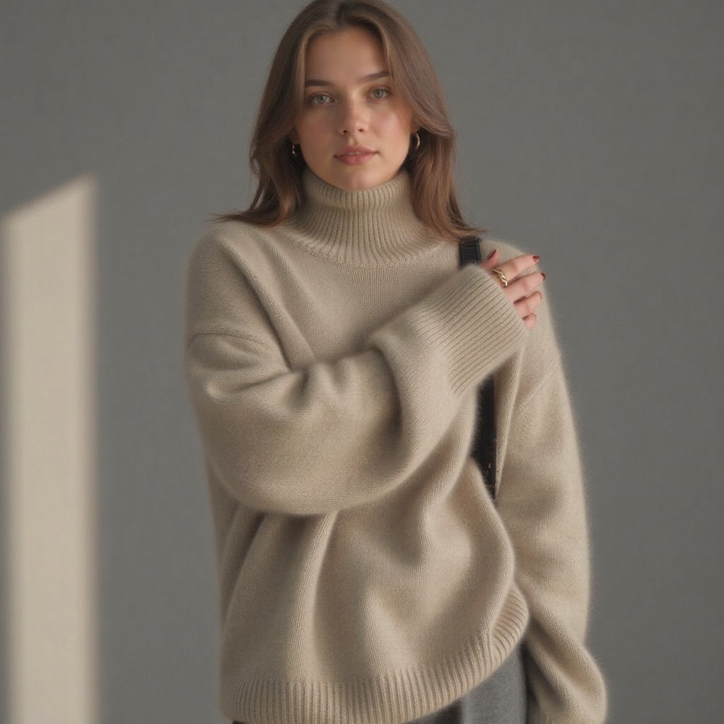 Amelia | Women's Roll-Neck Jumper | Ribbed Cuffs · Eltrendio