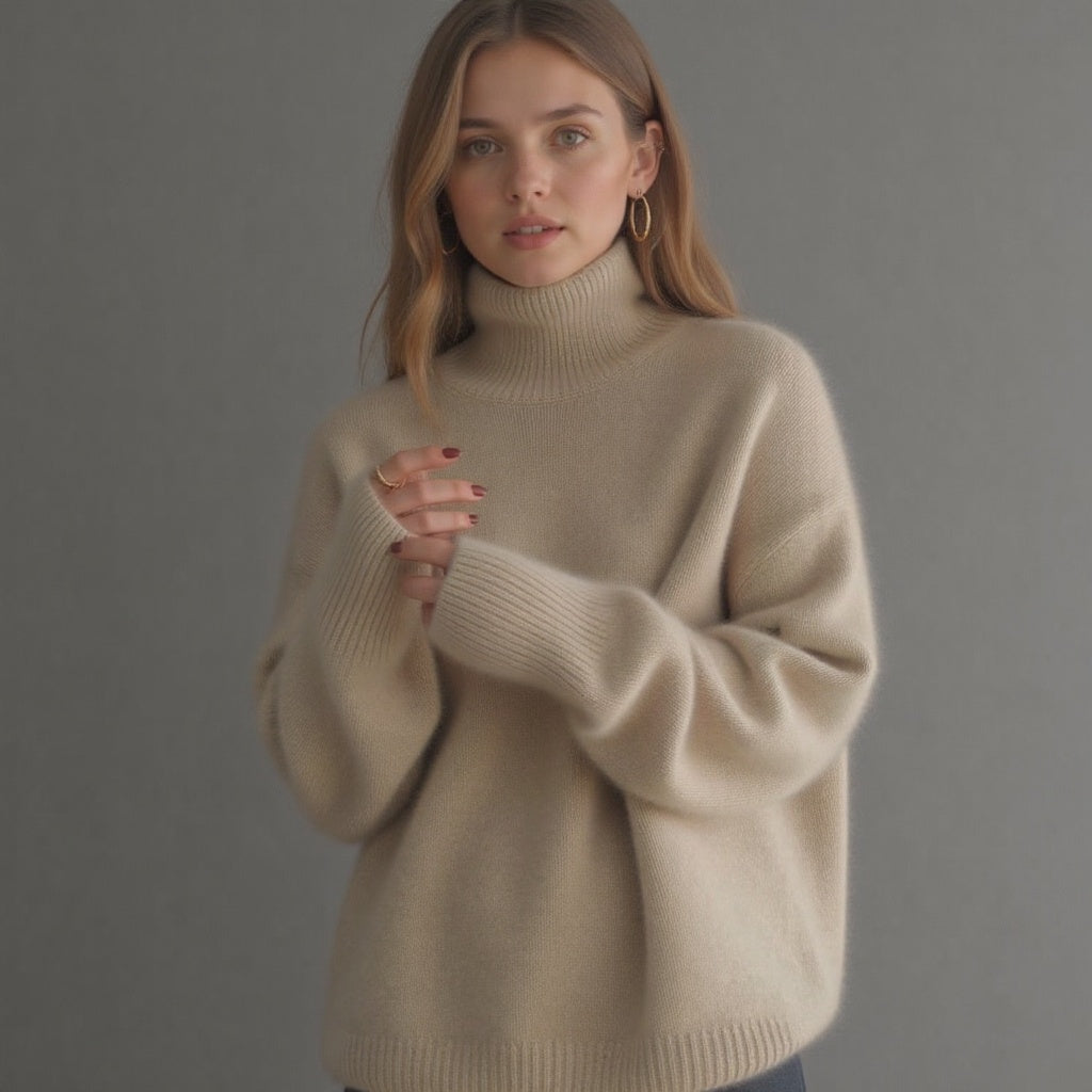 Amelia | Women's Roll-Neck Jumper | Ribbed Cuffs · Eltrendio