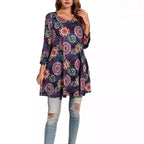 Amelia | Women's Swing Tunic Top | Mandala Print · Eltrendio