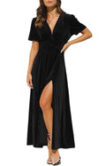 Amelia | Women's V-Neck Maxi Dress | Split Hem · Eltrendio