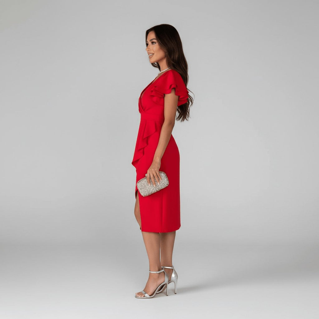 Amelia | Women's V-Neck Wrap Dress | Ruffle Sleeves · Eltrendio