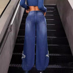 Amelia | Women's Wide-Leg Jeans | Distressed Rips · Eltrendio