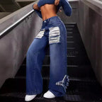 Amelia | Women's Wide-Leg Jeans | Distressed Rips · Eltrendio