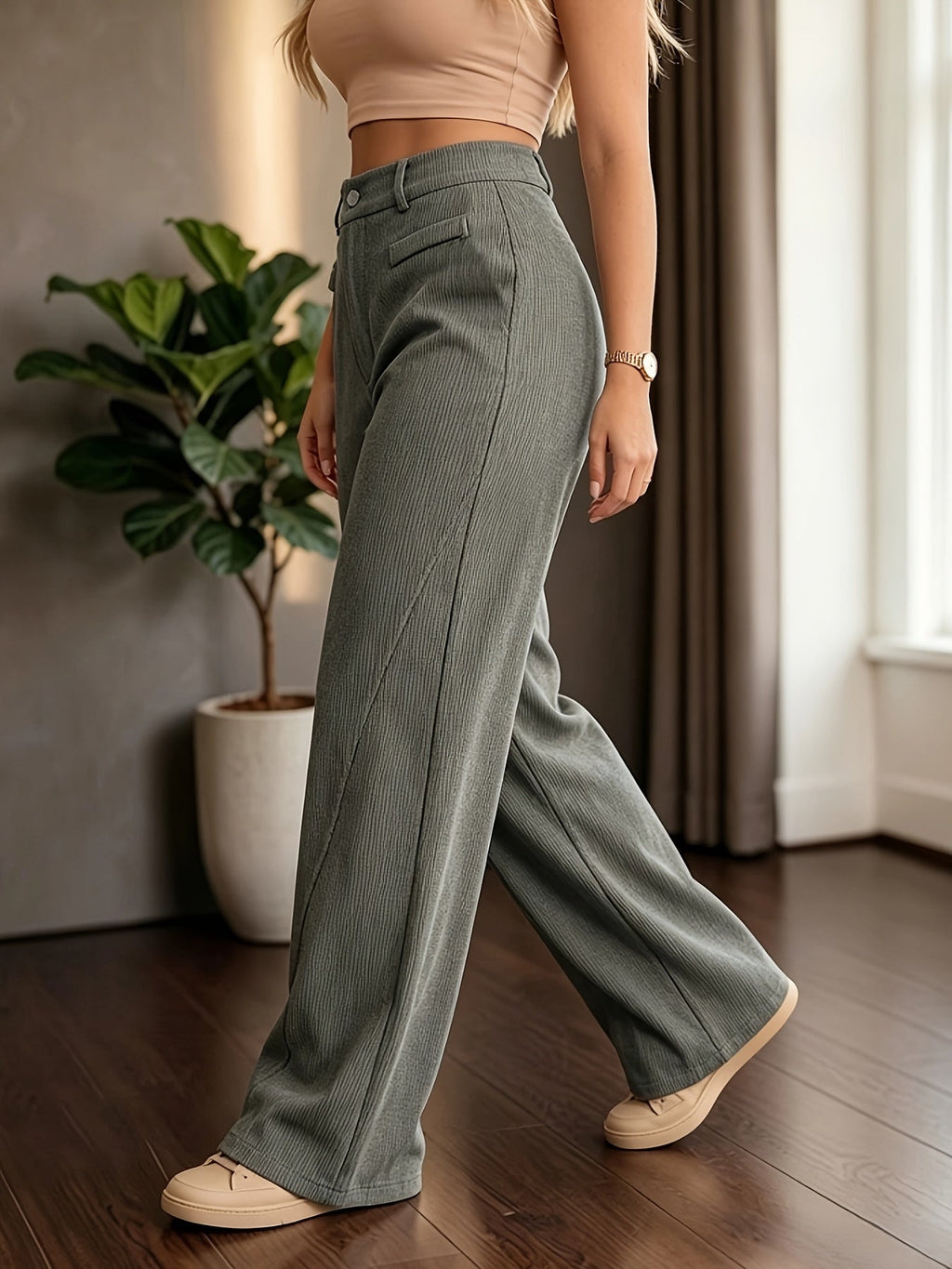Amelia | Women's Wide-Leg Trousers | High-Waisted · Eltrendio