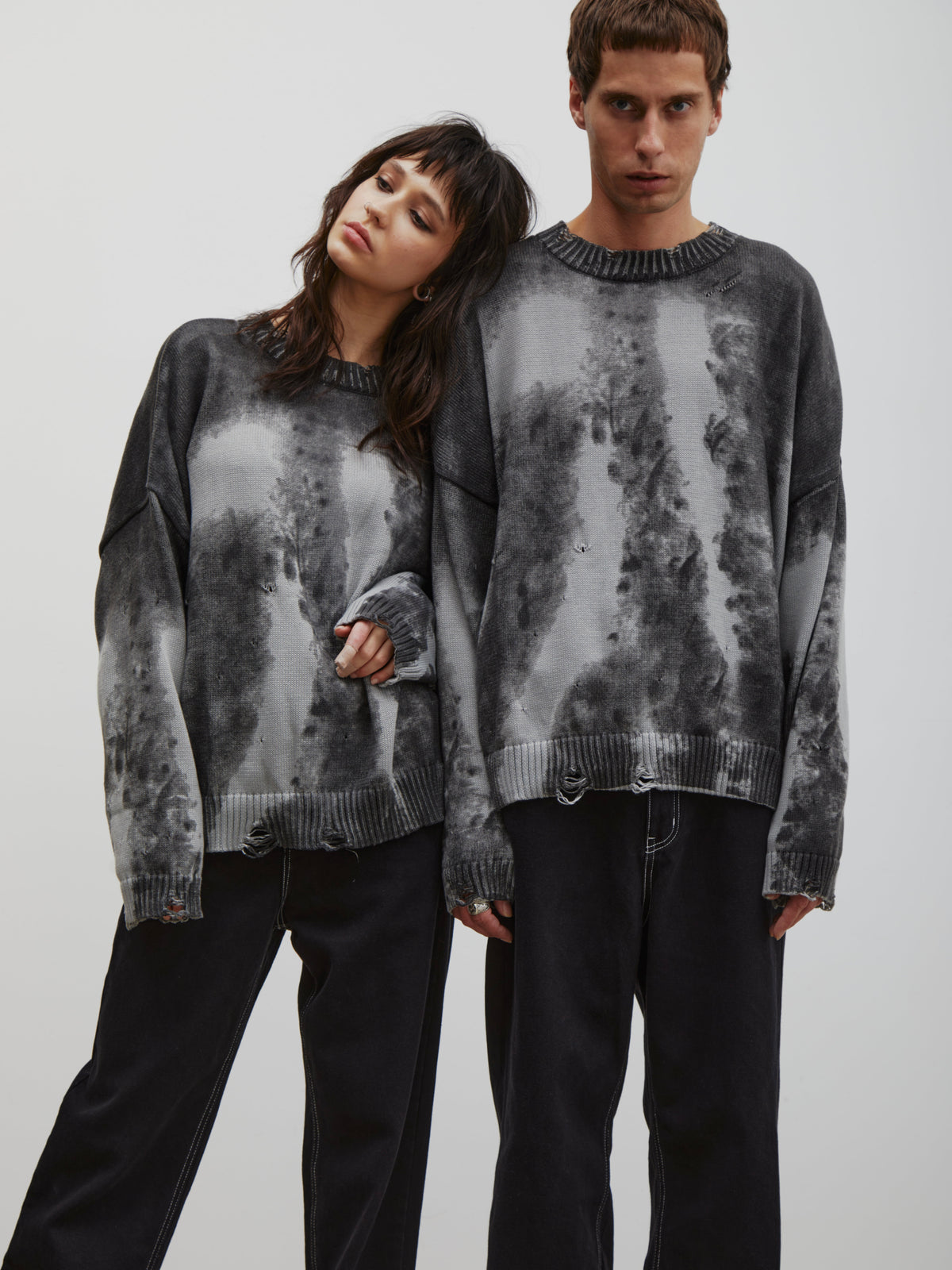 Asher | Unisex Oversized Knit Sweater | Distressed Y2K Tie-Dye Style-Eltrendio