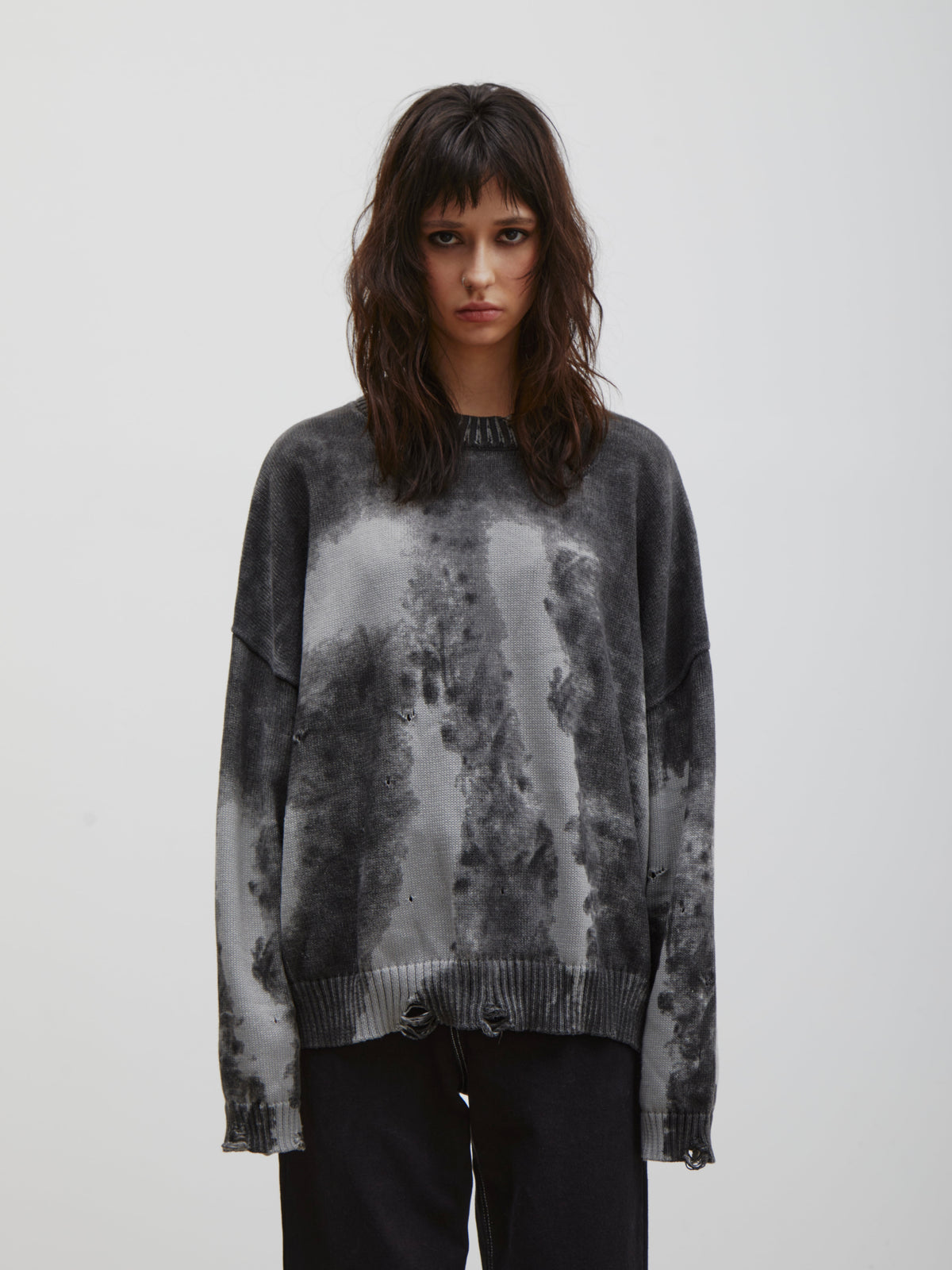Asher | Unisex Oversized Knit Sweater | Distressed Y2K Tie-Dye Style-Eltrendio