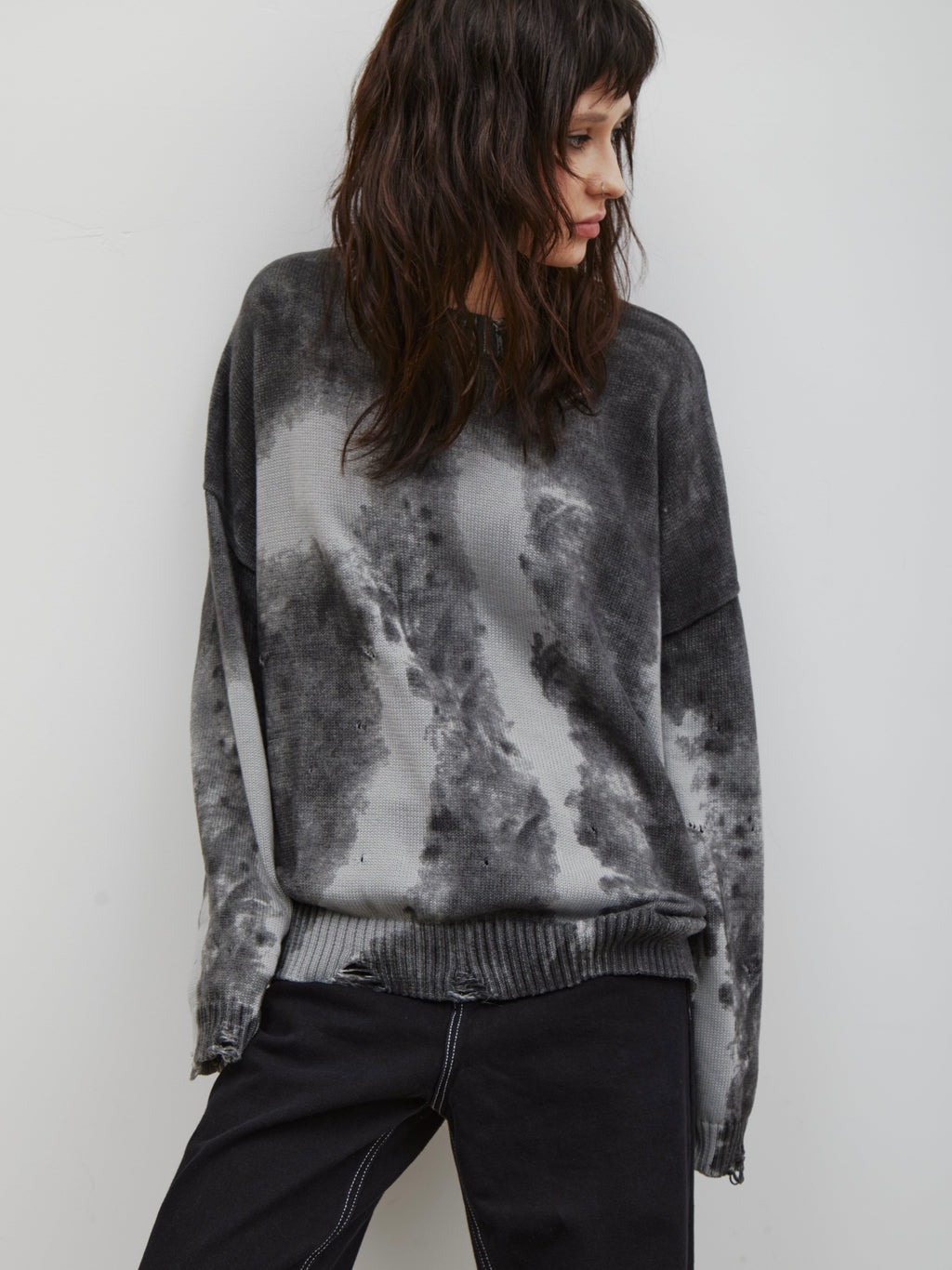 Asher | Unisex Oversized Knit Sweater | Distressed Y2K Tie-Dye Style-Eltrendio
