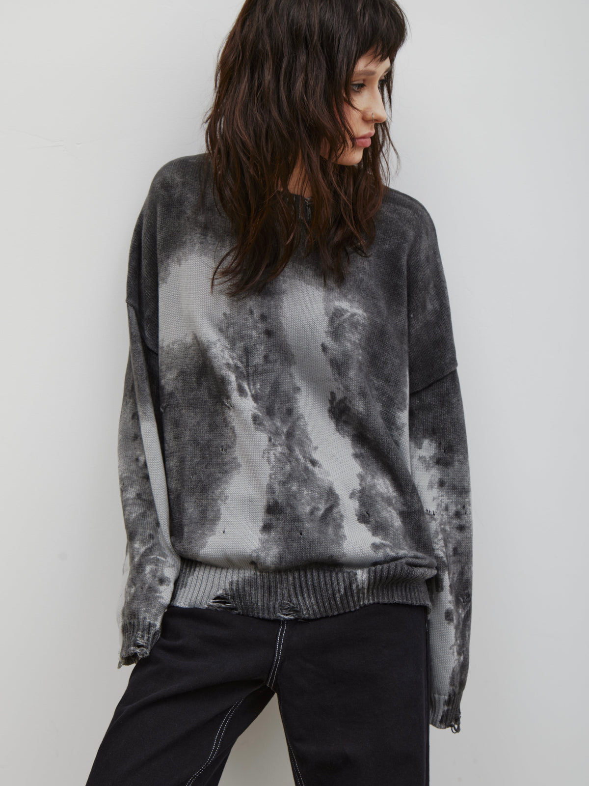 Asher | Unisex Oversized Knit Sweater | Distressed Y2K Tie-Dye Style-Eltrendio