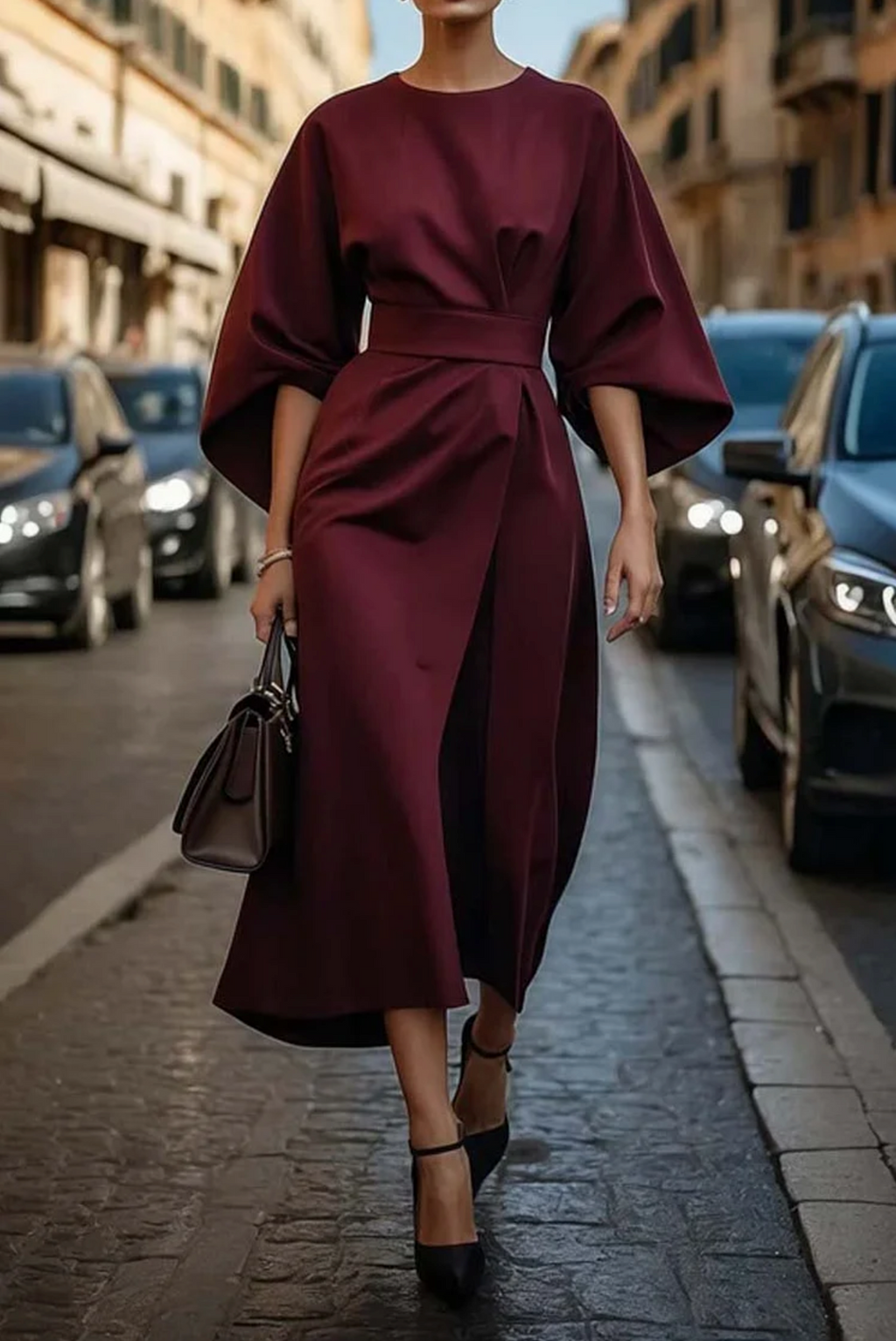 Beatrice | Women's Midi Dress | Belted Waist · Eltrendio