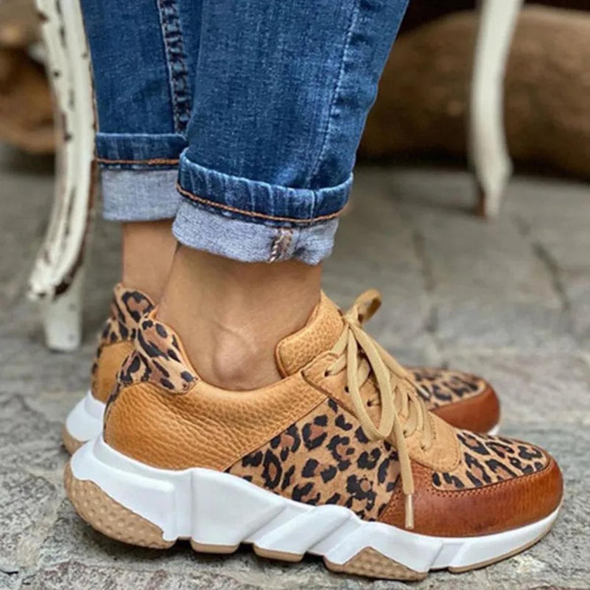 Brooke | Women's Leopard Print Trainers | Lace Up Chunky Sole · Eltrendio