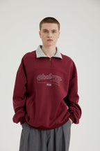 Cameron | Unisex Half Zip Sweatshirt | Oversized Retro Contrast Collar Style-Eltrendio