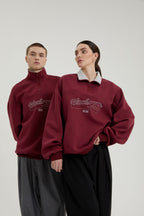 Cameron | Unisex Half Zip Sweatshirt | Oversized Retro Contrast Collar Style-Eltrendio