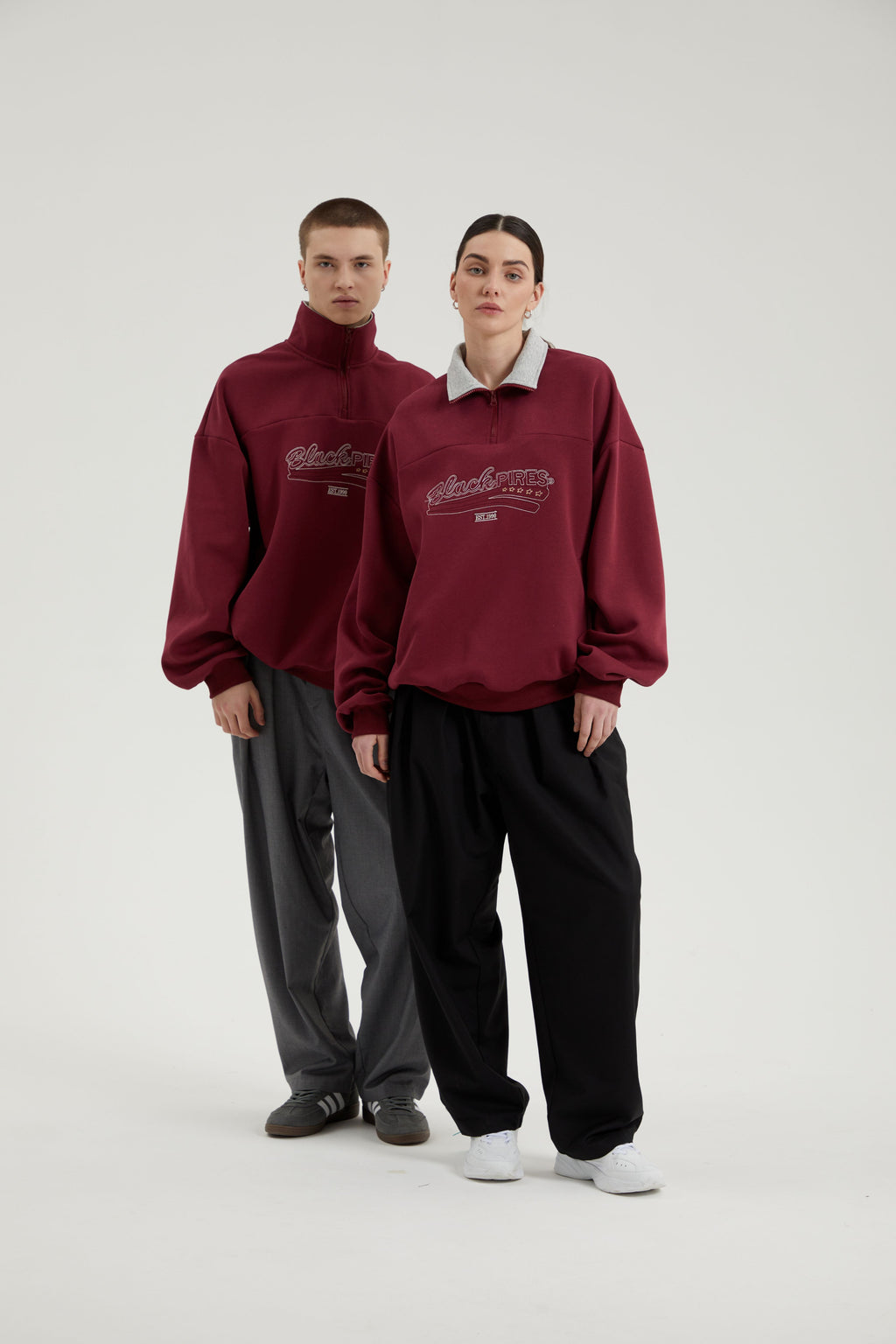 Cameron | Unisex Half Zip Sweatshirt | Oversized Retro Contrast Collar Style-Eltrendio