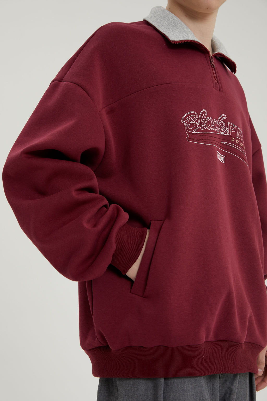 Cameron | Unisex Half Zip Sweatshirt | Oversized Retro Contrast Collar Style-Eltrendio
