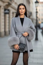Charlotte | Women's Belted Coat | Faux-Fur Cuffs · Eltrendio