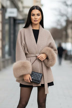 Charlotte | Women's Belted Coat | Faux-Fur Cuffs · Eltrendio