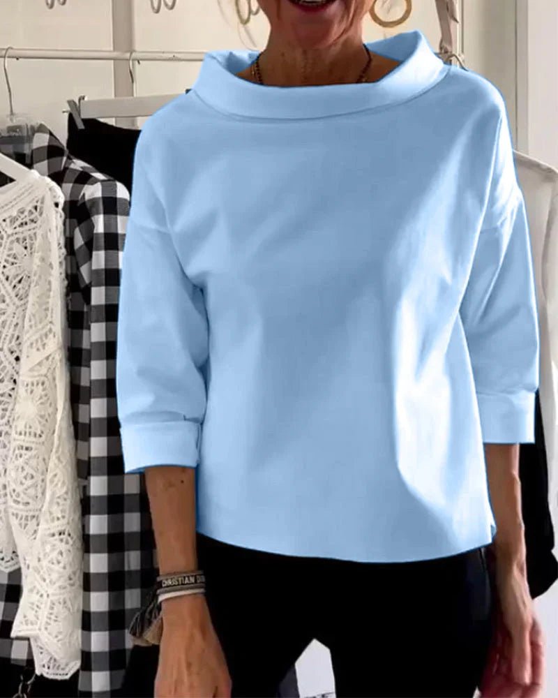 Charlotte | Women's Cowl Neck Top | Three-Quarter Sleeve · Eltrendio