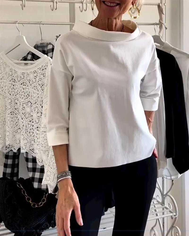 Charlotte | Women's Cowl Neck Top | Three-Quarter Sleeve · Eltrendio