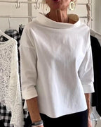 Charlotte | Women's Cowl Neck Top | Three-Quarter Sleeve · Eltrendio