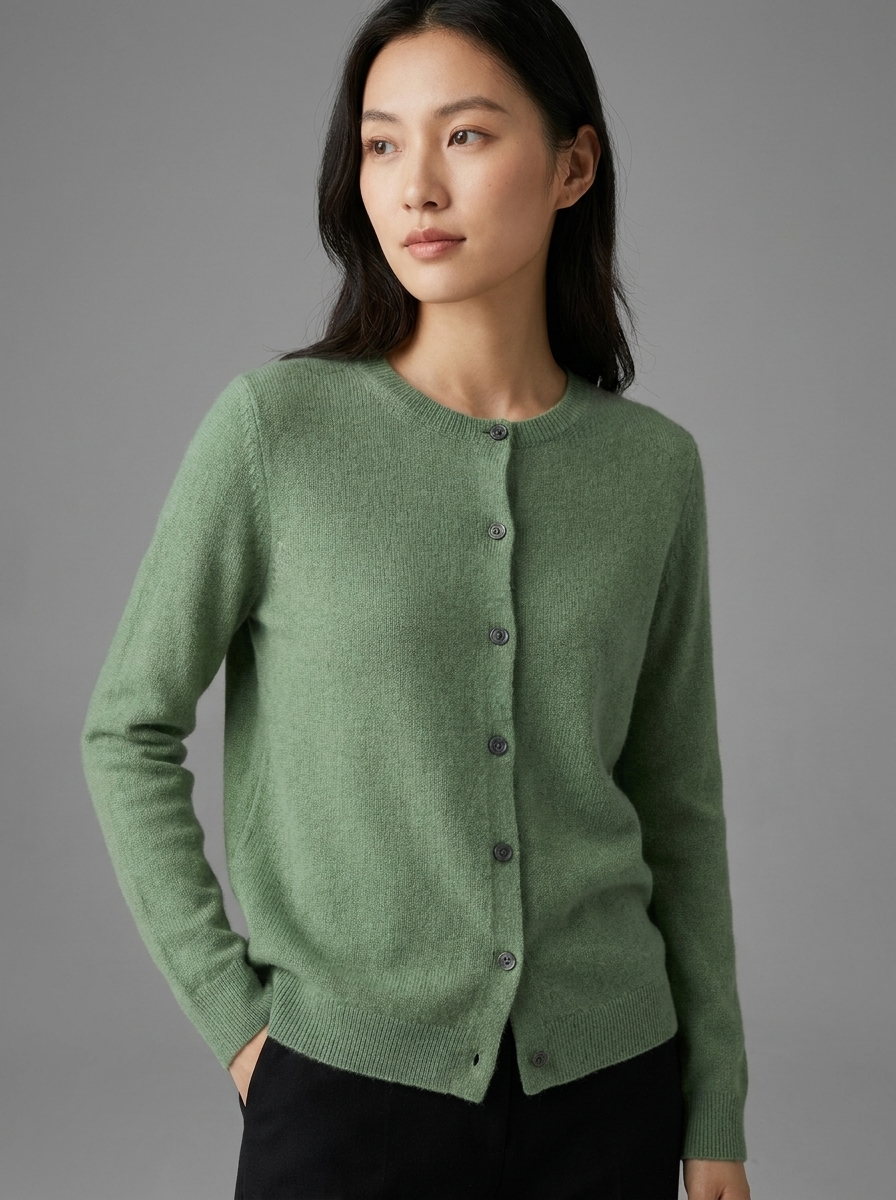 Charlotte | Women's Crew Neck Cardigan | Merino Wool-Eltrendio
