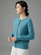Charlotte | Women's Crew Neck Cardigan | Merino Wool-Eltrendio