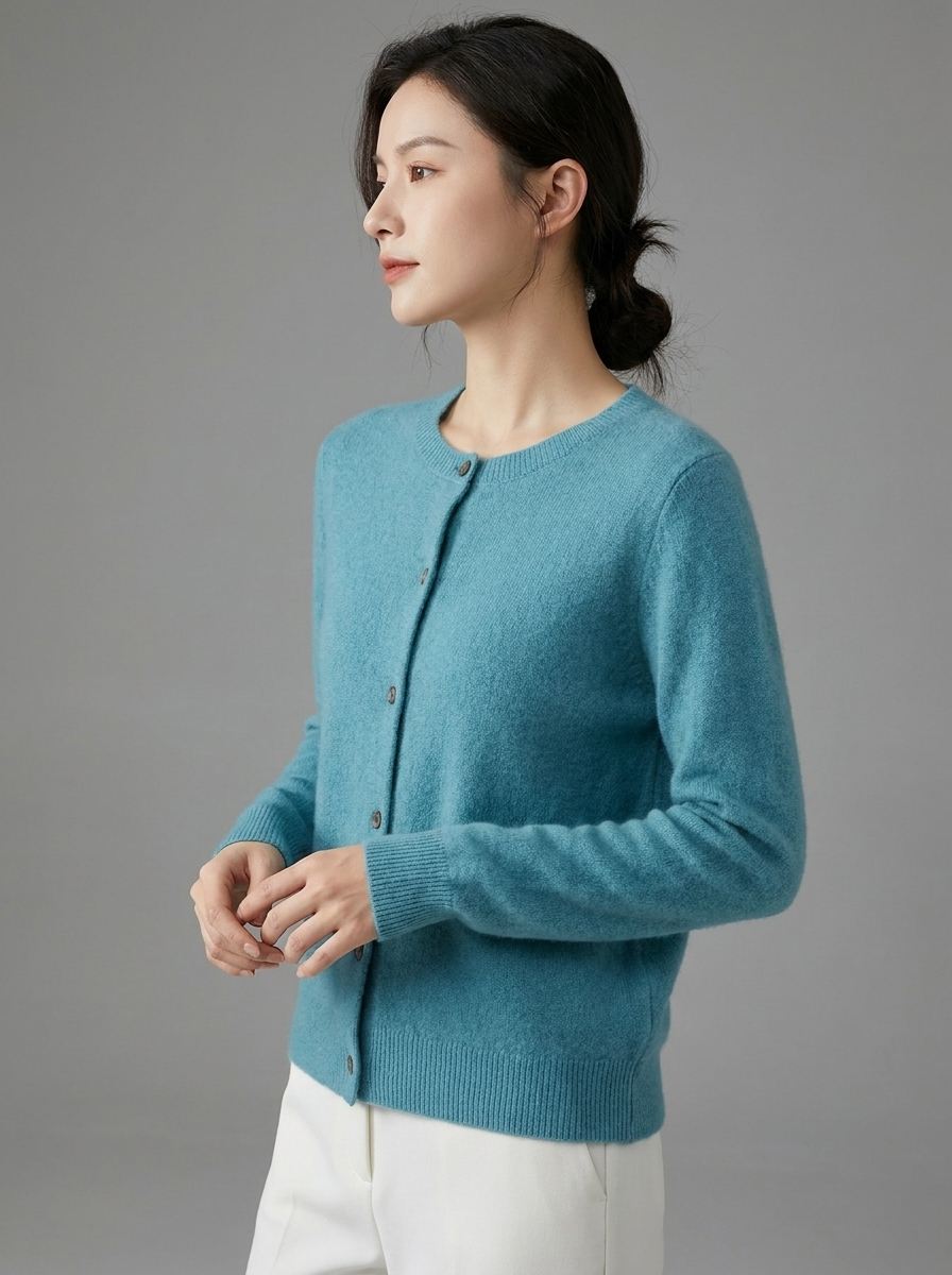 Charlotte | Women's Crew Neck Cardigan | Merino Wool-Eltrendio