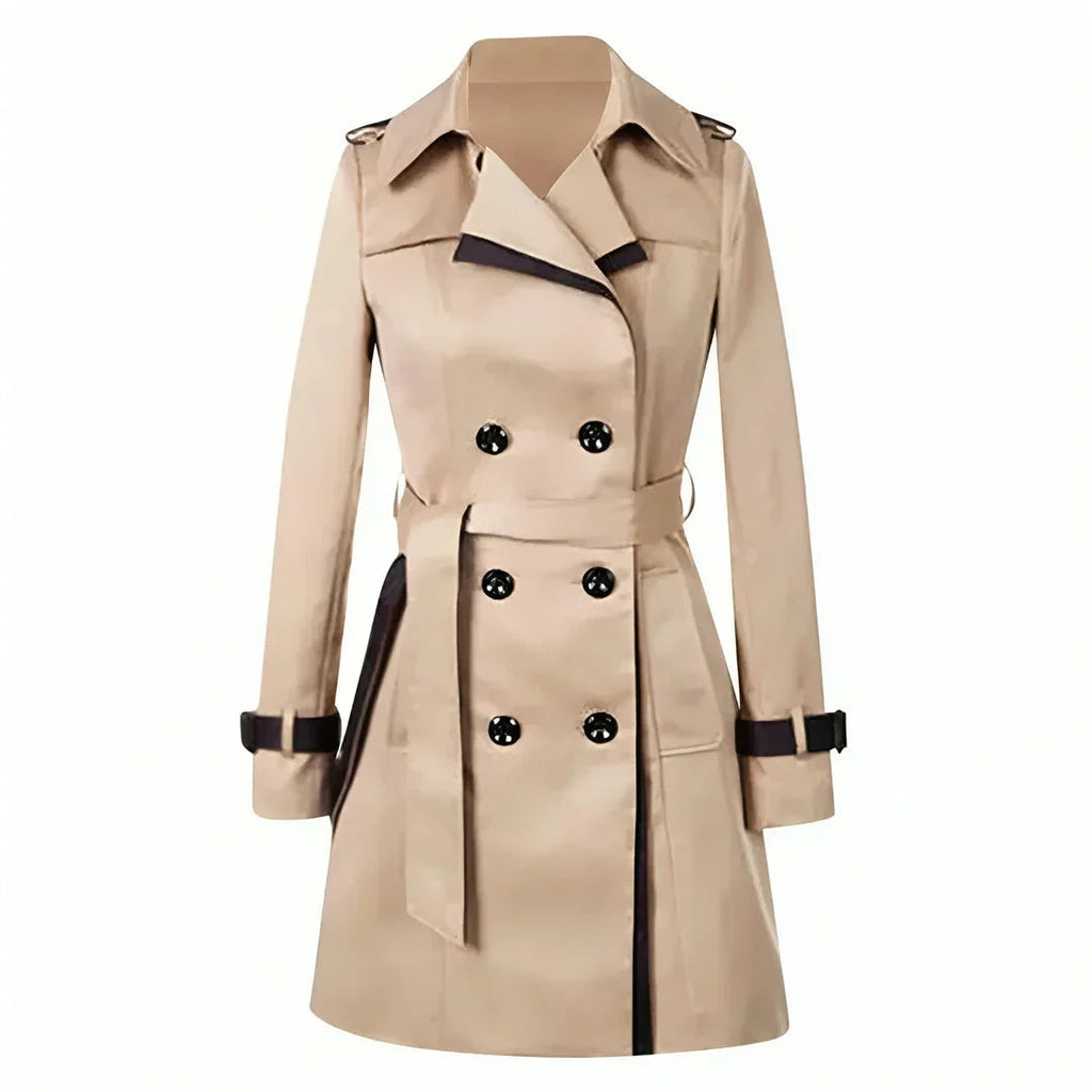 Charlotte | Women's Double-Breasted Trench Coat | Contrast Trim · Eltrendio