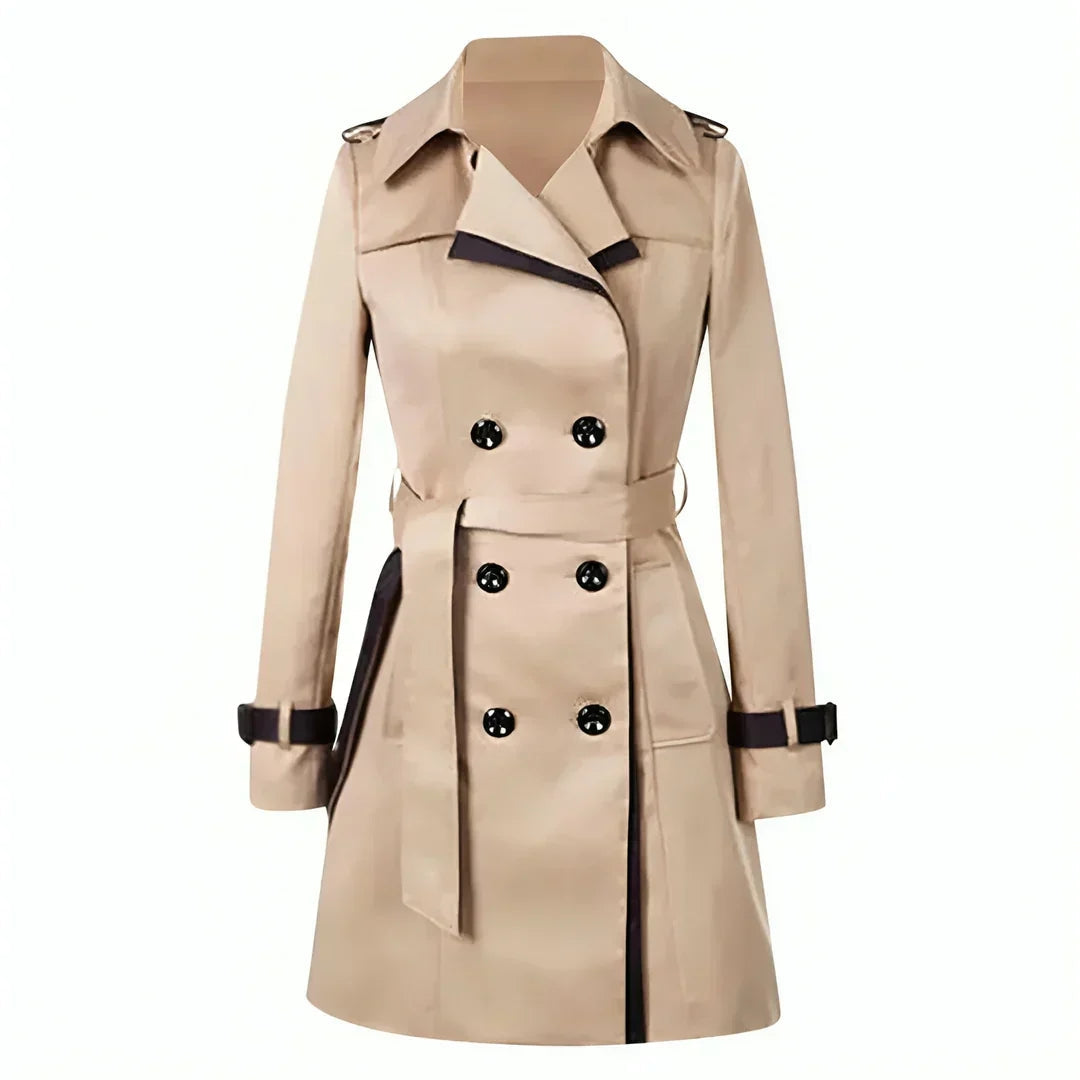 Charlotte | Women's Double-Breasted Trench Coat | Contrast Trim · Eltrendio