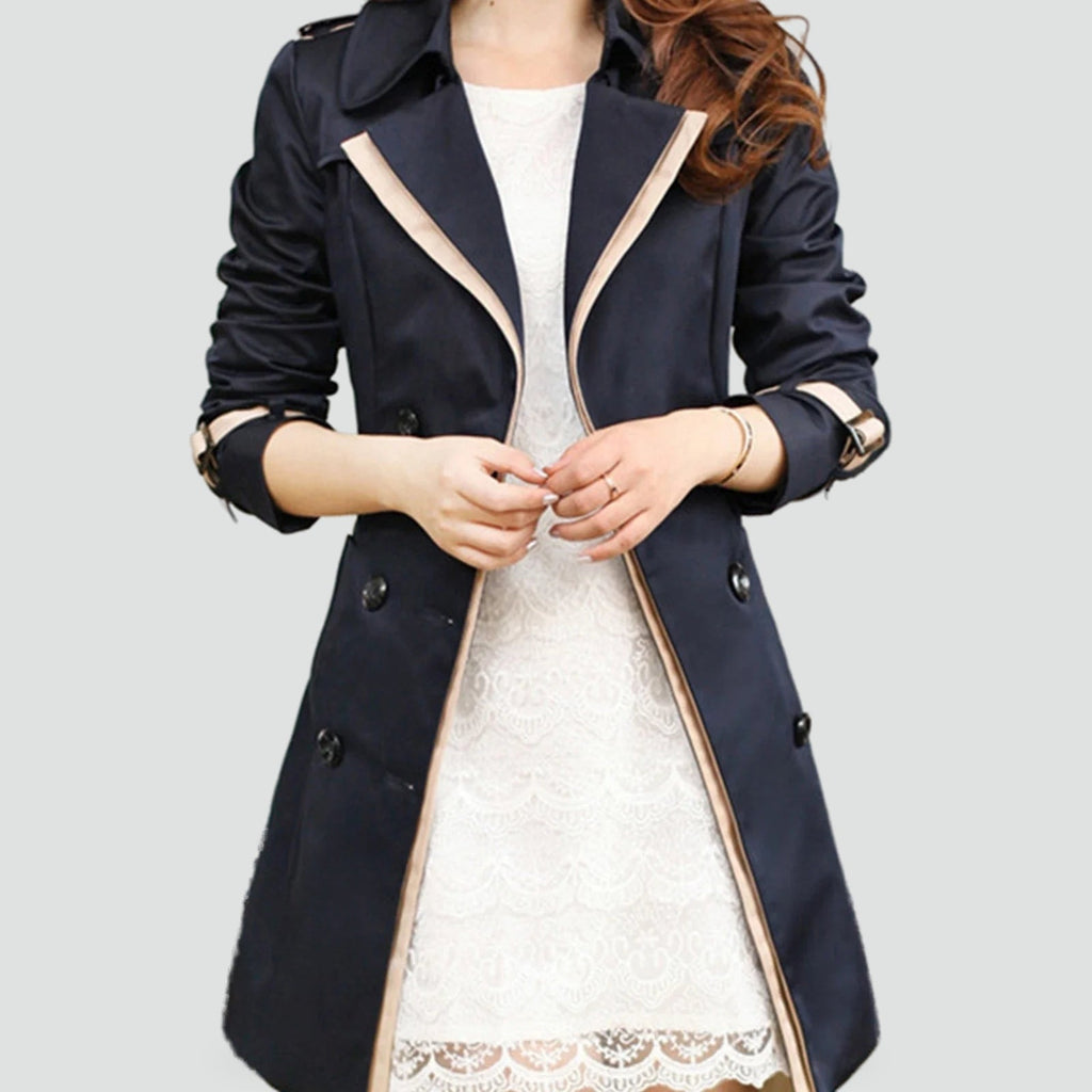 Charlotte | Women's Double-Breasted Trench Coat | Contrast Trim · Eltrendio