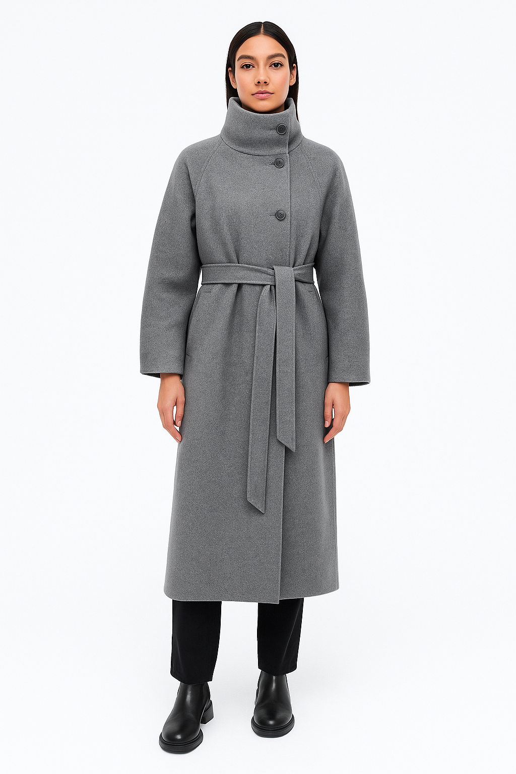 Charlotte | Women's Funnel Neck Coat | Belted · Eltrendio
